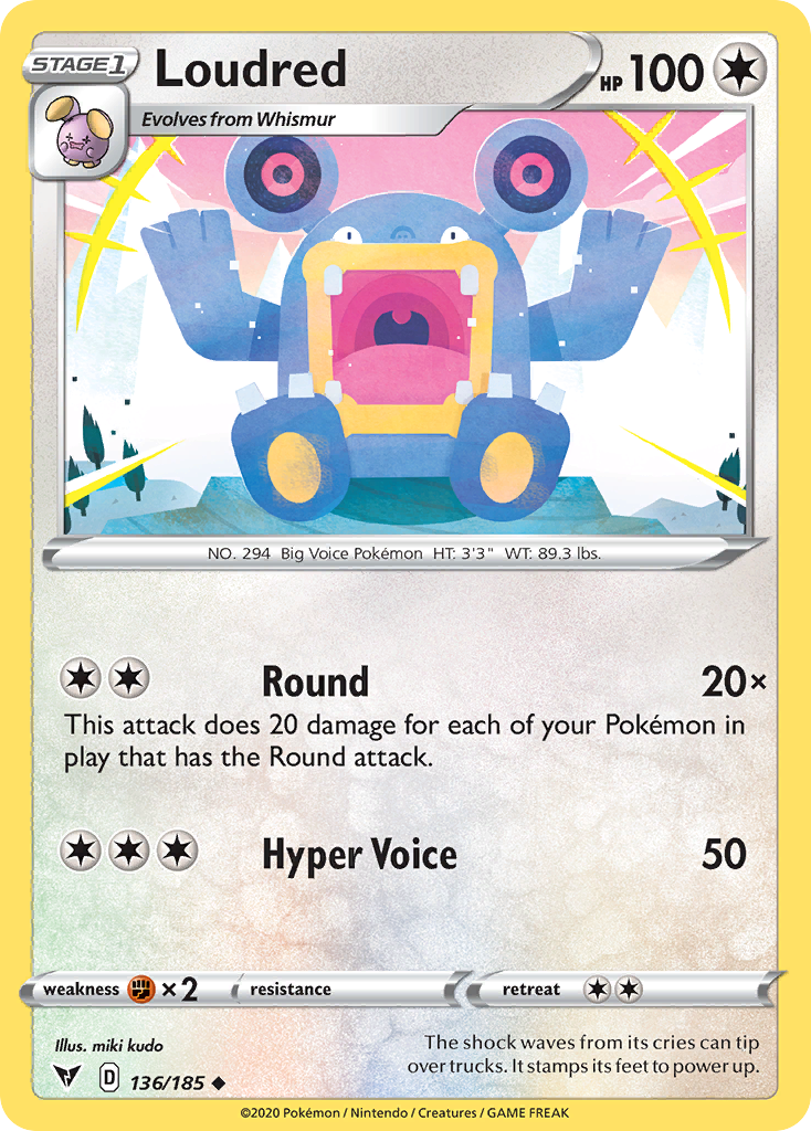 The Loudred 136/185 Pokémon card from Vivid Voltage