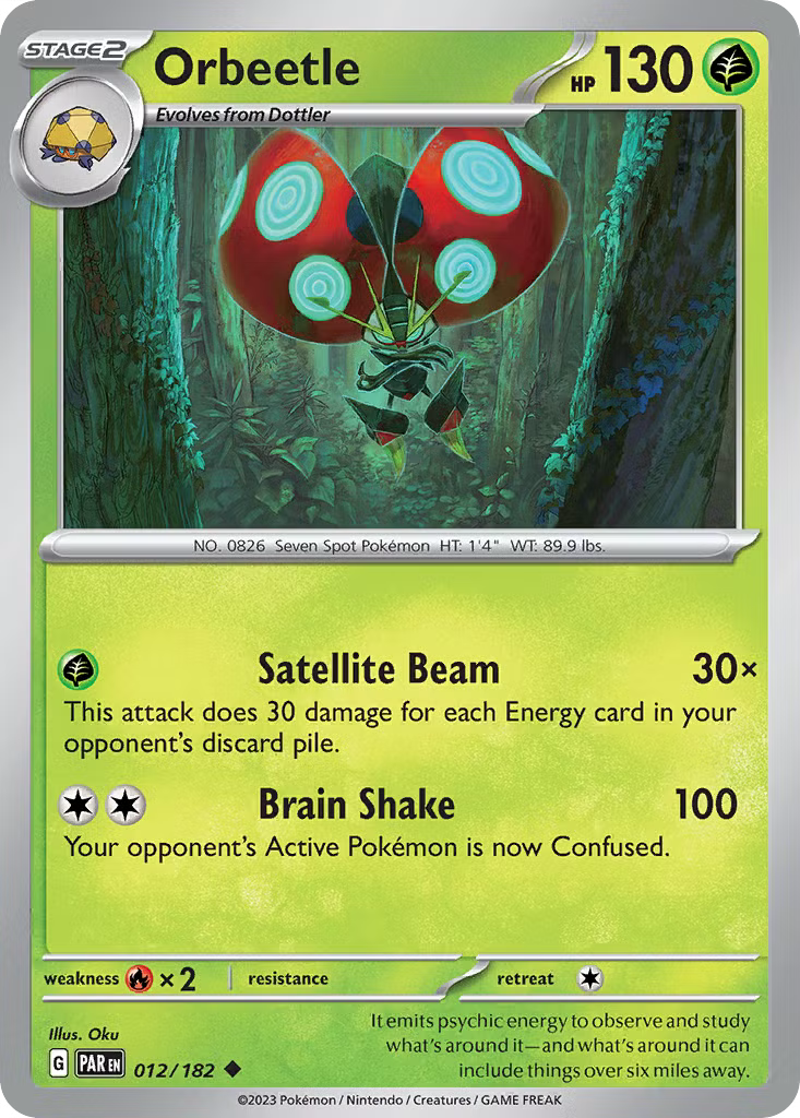 The Orbeetle 012/182 Pokémon card from Paradox Rift